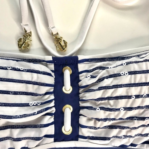 ❗️SOLD ❗️SPERRY TOP SIDER Tankini Swimsuit Set M Navy and White Size Medium - Picture 3 of 16